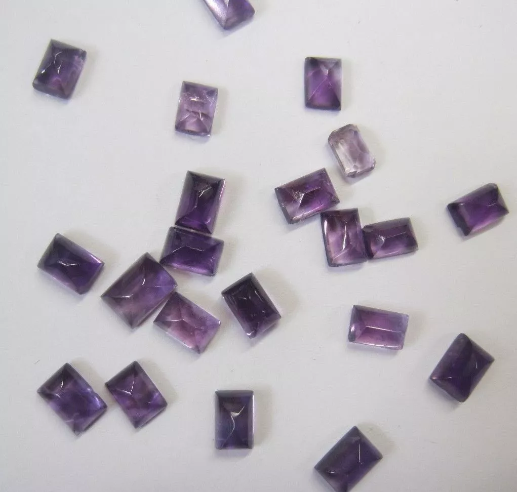 Lot of 2 Amethyst Rectangle Cabochon High Quality 7x9mm