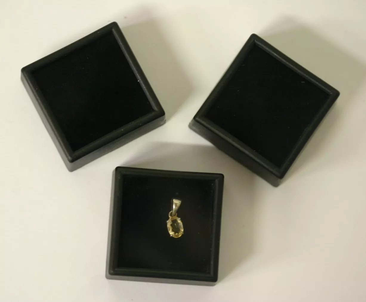 50 Glass top Square Gem Jars Box Black Gemstones Coin Black Foam 1 1/2"