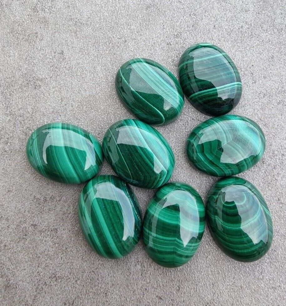 Natural Malachite Oval Shape Cabochon Flat Back Calibrated Loose Gemstone - 12x16