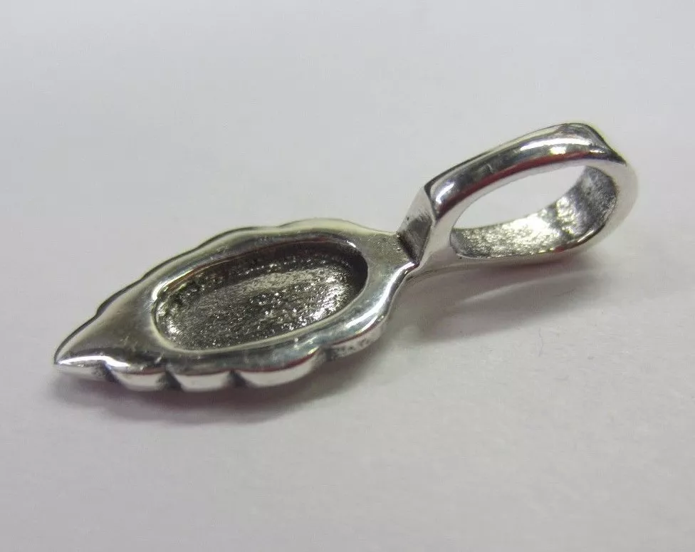 2pcs Solid Sterling Silver Glue on Bail Beaver Tail 6.9 x 20.7mm Pendant Bail