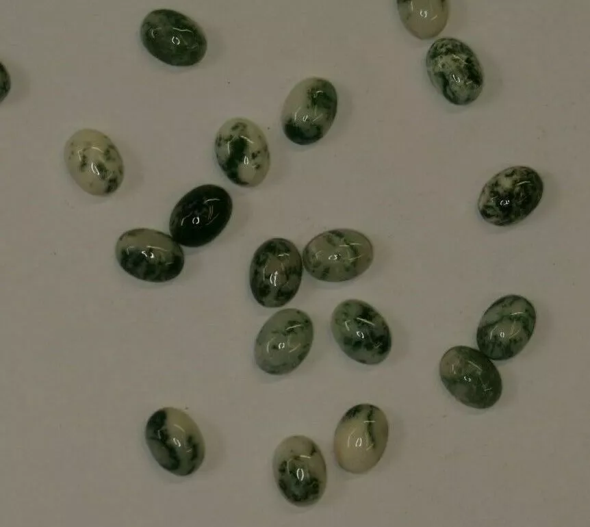 4pcs 8x10mm Natural Tree Agate Calibrated Oval Cabochon Gemstones Cab Jewelry