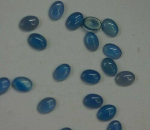 10pcs 8x10mm Natural Blue Onyx Calibrated Oval Cabochon Gemstones Gems Jewelry