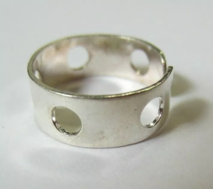 2pcs Solid 925 Sterling Silver Adjustable Toe Ring Round Holes Design Jewelry T8