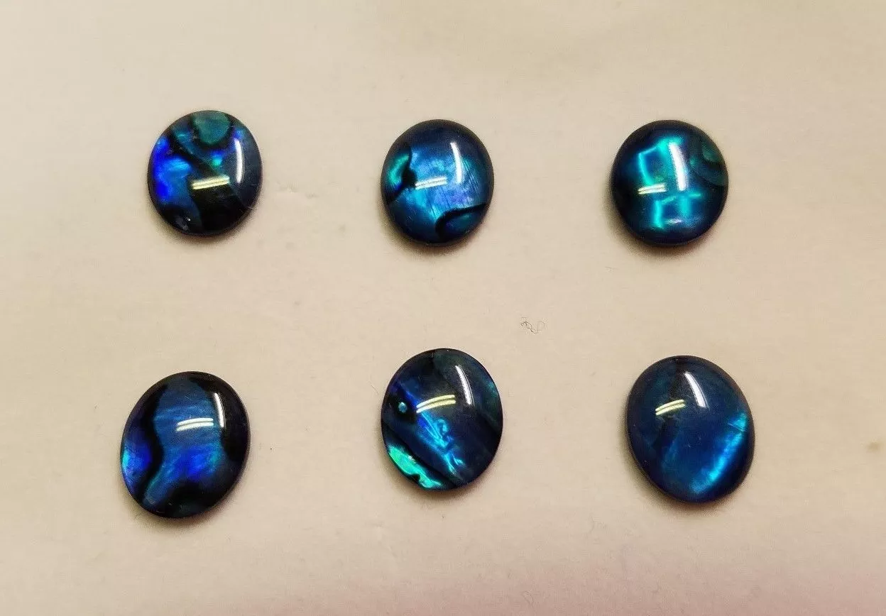 10 Blue Paua Shell Oval Cabochon High Quality 4x6mm Cabochons