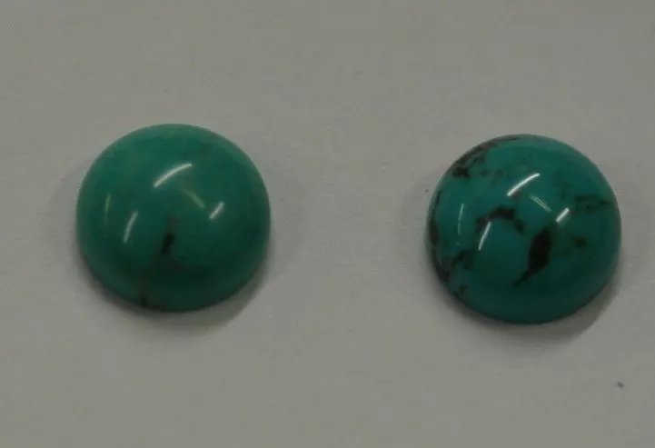 2pcs Natural Chinese Turquoise Round Cabochon 10mm Gemstones