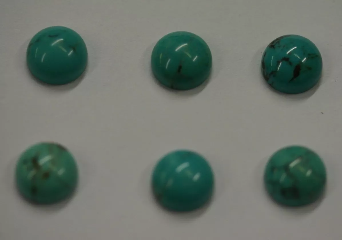 2pcs Natural Chinese Turquoise Round Cabochon 10mm Gemstones