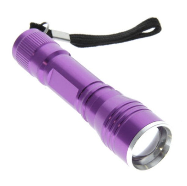3.75"/1 Watt/395NM Adjustable Beam Ultraviolet Flashlight W/Lanyard (Purple)