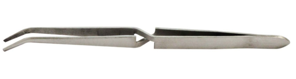 Cross Locking Tweezers Reverse Action Curved Tip Stainless Steel