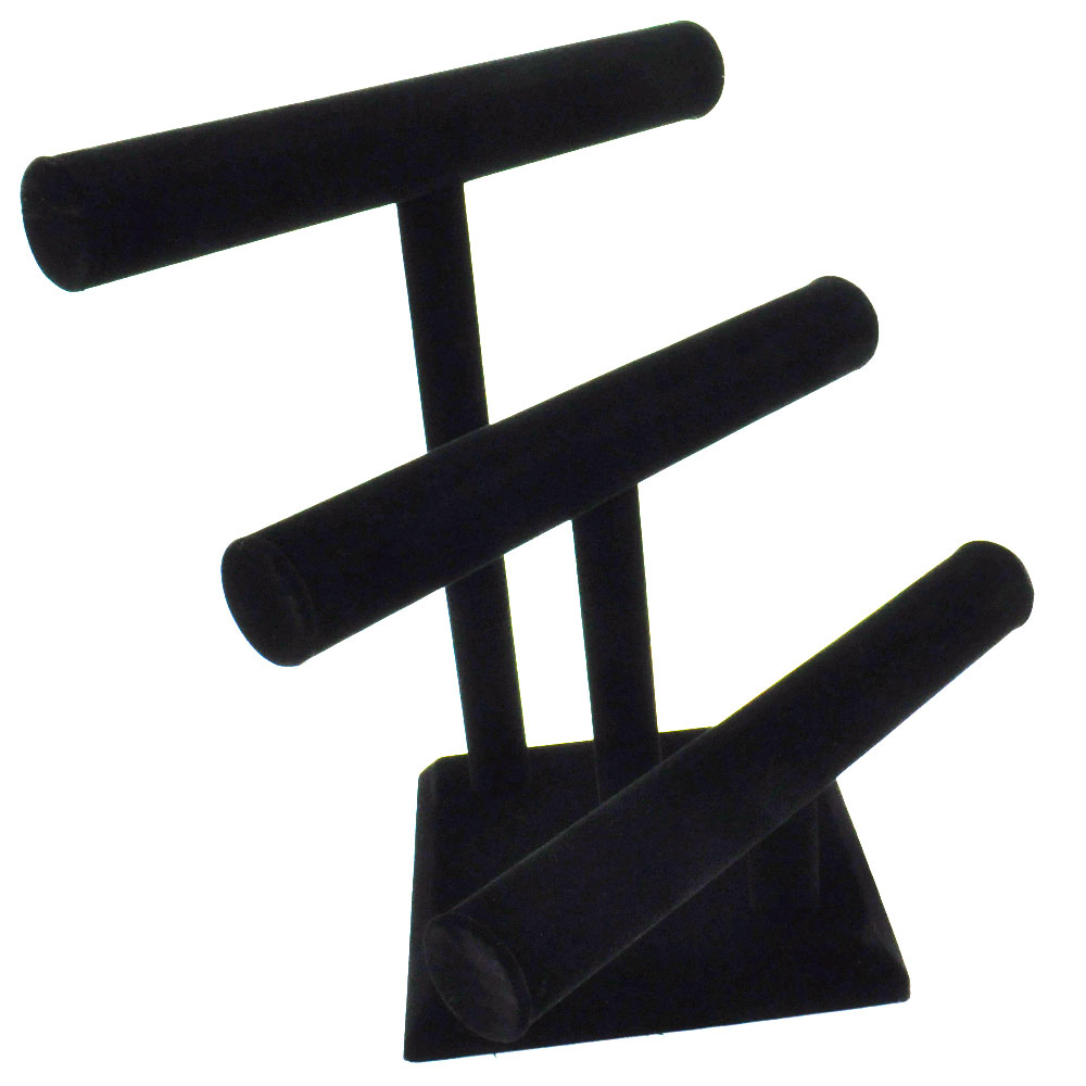 3 Tier T-bar -  Black Leatherette