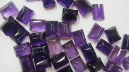 4pcs 4x6mm 6x4mm Natural African Amethyst Rectangle Cabochon Cab Rose Cut Top