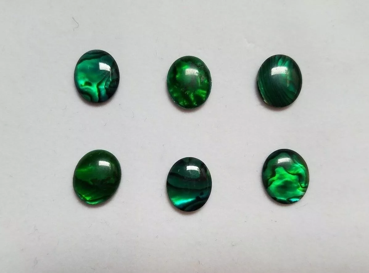 10pcs 5x7mm Natural Paua Shell Green Calibrated Oval Cabochon Gemstones Jewelry