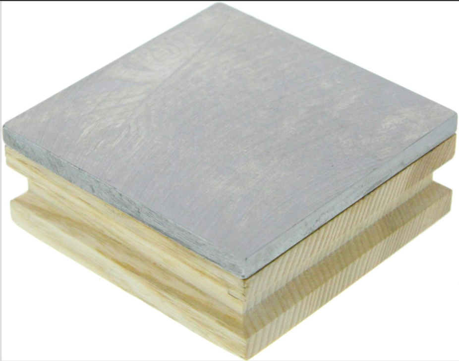 Steel Bench Block & Wood Base 3" Square 1" Thick Flat Jewelry Making Tool 3"x3"